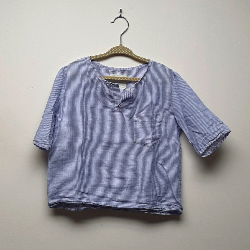 Boy+Girl light blue and white striped shirt size 4